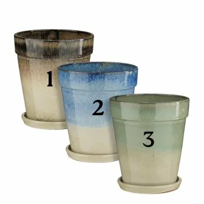 Madrid Pot Round L. Blue Brown Mint Green 3 Assorted - H44Xd38Cm
