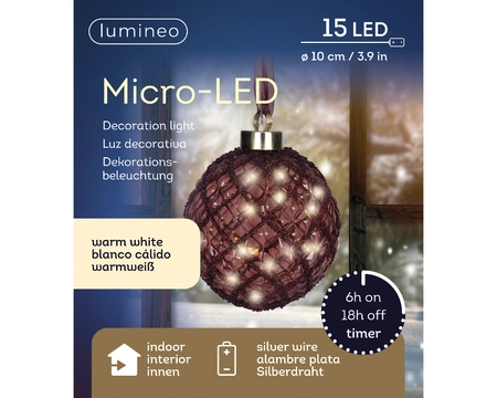 Micro Led Ball Bo Indoor maroon/warm white dia10cm-15L - image 2