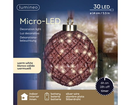 Micro Led Ball Bo Indoor maroon/warm white dia14cm-30L - image 2