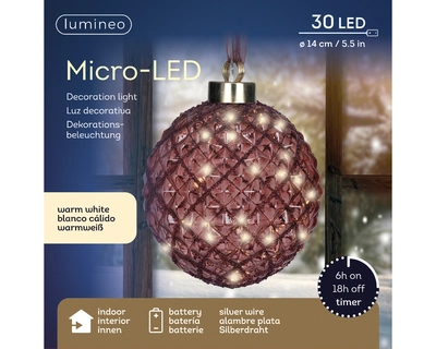 Micro Led Ball Bo Indoor maroon/warm white dia14cm-30L - image 2