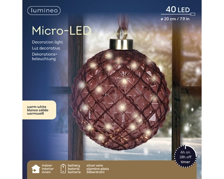 Micro Led Ball Bo Indoor maroon/warm white dia20cm-40L - image 2