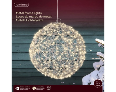 Micro LED Frame Metal Ball Silver/Warm White Dia28cm-400L - image 2