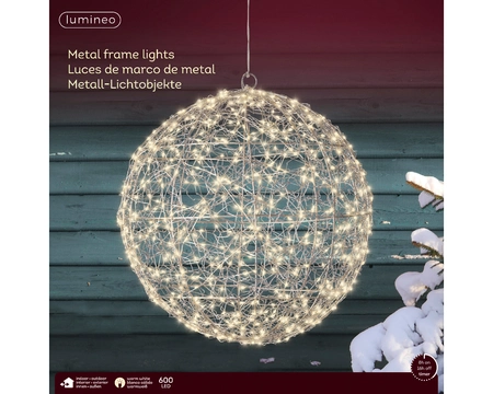 Micro LED Frame Metal Ball  Silver/Warm White Dia38cm-600L - image 2