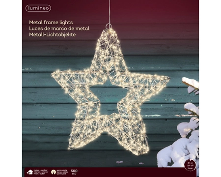 Micro LED Frame Metal Star  Silver/Warm White L7-W38-H38cm-500L - image 2