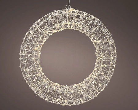 Micro LED Frame Metal Wreath  Silver/Warm White L7-W38-H38cm-500L - image 1