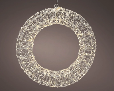 Micro LED Frame Metal Wreath  Silver/Warm White L7-W38-H38cm-500L - image 1