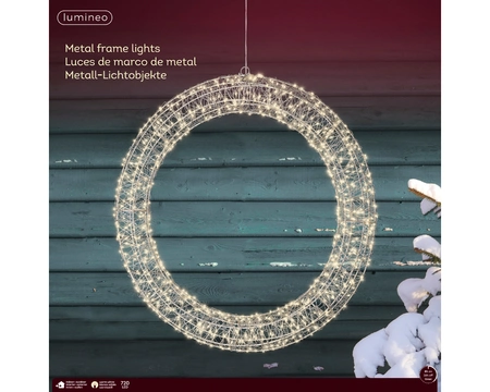 Micro LED Frame Metal Wreath  Silver/Warm White L7-W58-H58cm-720L - image 2
