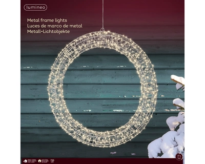 Micro LED Frame Metal Wreath  Silver/Warm White L7-W58-H58cm-720L - image 2