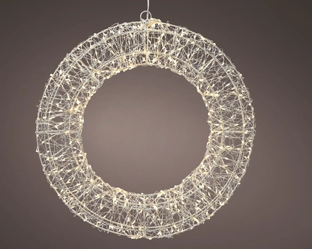 Micro LED Frame Metal Wreath  Silver/Warm White L7-W58-H58cm-720L - image 1