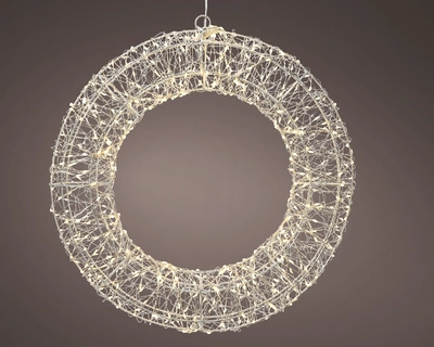 Micro LED Frame Metal Wreath Silver/Warm White L7-W58-H58cm-720L - image 2