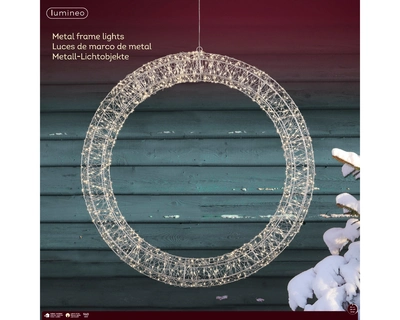 Micro LED Frame Metal Wreath Silver/Warm White L9-W78-H78cm-960L
