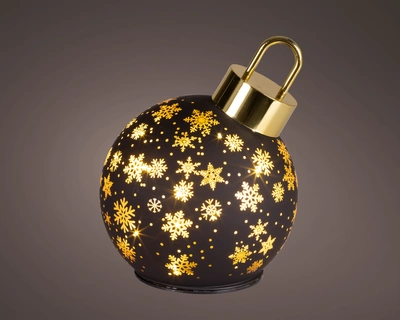 Micro LED Rotating Bauble BO Indoor Black/WW D.14cm x H.18cm - image 1