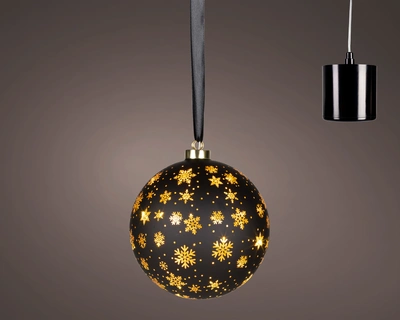 Micro LED Rotating Bauble BO Indoor Black/WW D.19cm - image 1