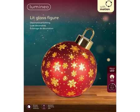 Micro LED Rotating Bauble BO Indoor Christmas Red/WW D.18cm x H.23cm - image 3