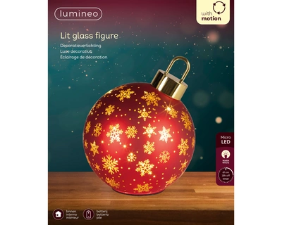 Micro LED Rotating Bauble BO Indoor Christmas Red/WW D.18cm x H.23cm - image 3