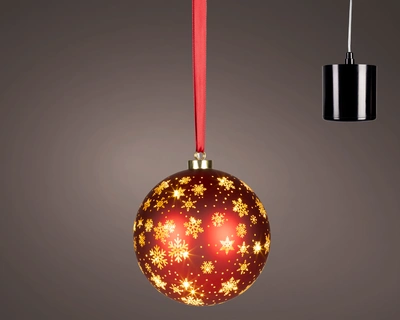 Micro LED Rotating Bauble BO Indoor Christmas Red/WW D.19cm - image 1
