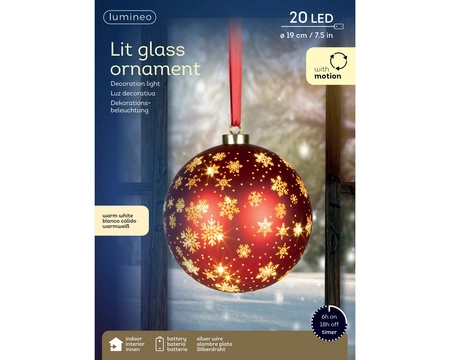 Micro LED Rotating Bauble BO Indoor Christmas Red/WW D.19cm - image 3