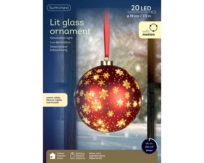 Micro LED Rotating Bauble BO Indoor Christmas Red/WW D.19cm - image 3