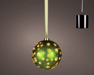 Micro LED Rotating Bauble BO Indoor Green/WW D.19cm - image 1