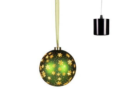 Micro LED Rotating Bauble BO Indoor Green/WW D.19cm - image 2