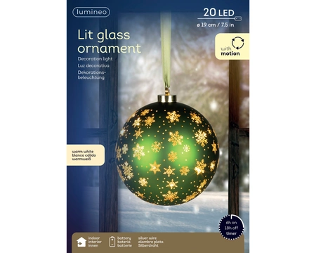 Micro LED Rotating Bauble BO Indoor Green/WW D.19cm - image 3