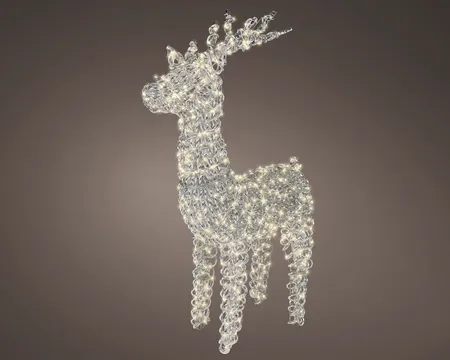 Micro LED Silver reindeer flashing H104cm 800LED WW