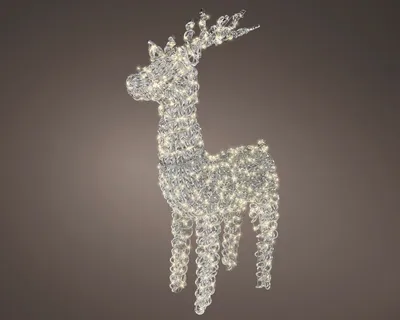 Micro LED Silver reindeer flashing H104cm 800LED WW