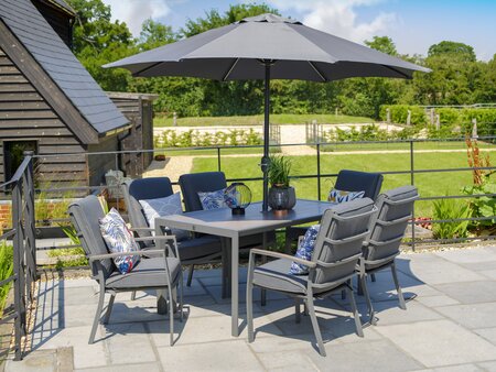 Milano 6 Seat Highback Armchairs and 3m Parasol - image 2