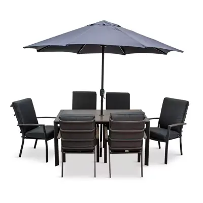 Milano 6 Seat Set with Highback Armchairs with 3.0m Parasol