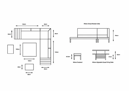 Milano Deluxe Modular Dining Set with Adjustable Table - image 4