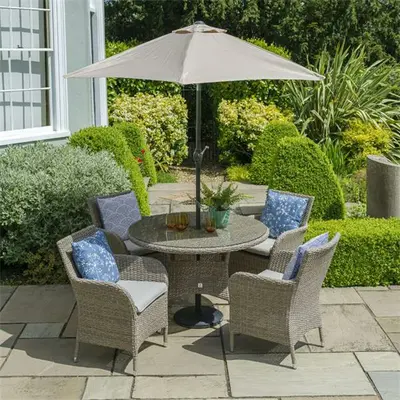 Monaco Sand 4 Seat Dining Set with 2.5m Parasol - image 1