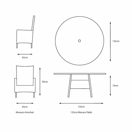 Monaco Sand 6 Seat Dining Set with Weave Lazy Susan and 3.0m Parasol - image 3