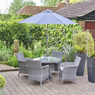 Monaco Stone 4 Seat Dining Set with 2.5m Parasol - image 1