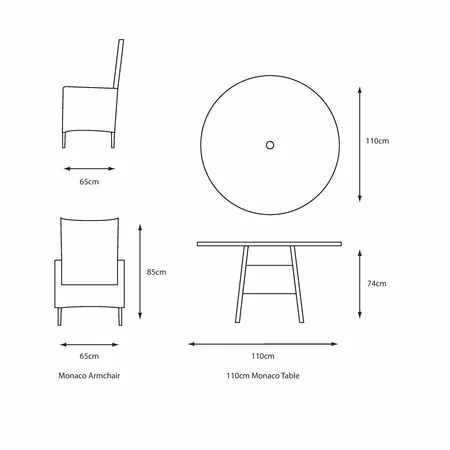 Monaco Stone 4 Seat Dining Set with 2.5m Parasol - image 2