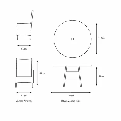 Monaco Stone 4 Seat Dining Set with 2.5m Parasol - image 2