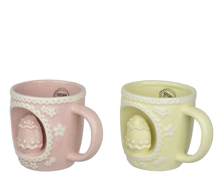 Mug Dolomite Glazed Egg 2Col Asst. L.14Cm X W.10Cm X H.10Cm