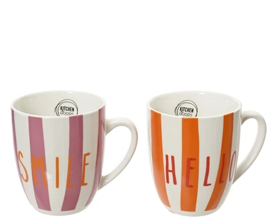 Mug Porcelain Bullet Decal With Text 2 Asst. H.10.4Cm