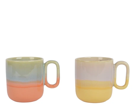 Mug Porcelain Reactive Glaze Color Ear 2Col  Asst. H.10Cm