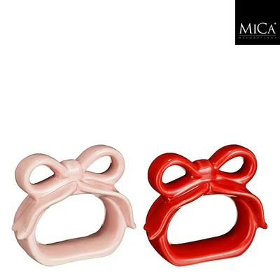 Napkinholder Bow Red Pink 2 Asst. - L8Xw3Xh7Cm