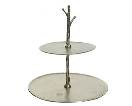 NG Alu Cake Stand W 2 Layers Silver 18.5X38X1Cm