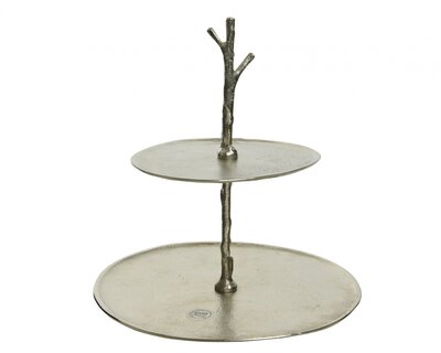 NG Alu Cake Stand W 2 Layers Silver 18.5X38X1Cm