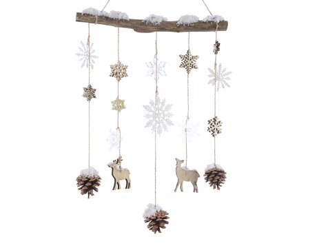 NG Pinecone Deco Hanger W Snow Natural 5X35X75Cm