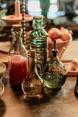 Oilbottle Recycled Glass Green Beige 2 Assorted - H20Xd11Cm - image 2