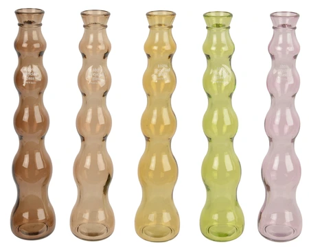 One Flower Vase Recycled Gl Translucent 5Col Asst. H.32Cm