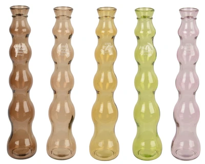 One Flower Vase Recycled Gl Translucent 5Col  Asst. H.32Cm