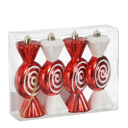 Ornament Candy Red 4 Pieces - L12,5Xw6Xh4,5Cm