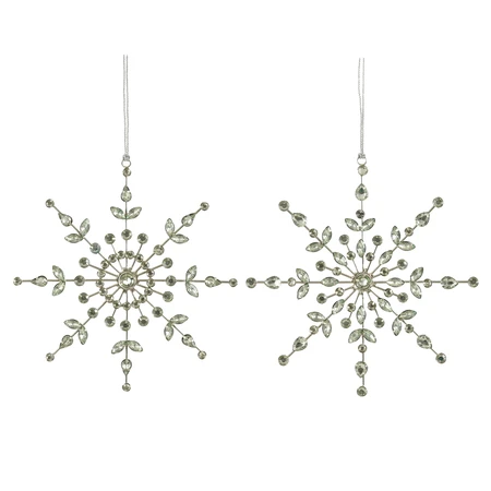 Ornament Snowflake L. Green 2 Asst. L20Xw20Cm