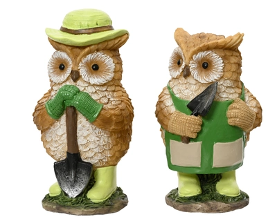 Owl Polyresin Green/Colour(S) L8-W7.50-H14.50cm