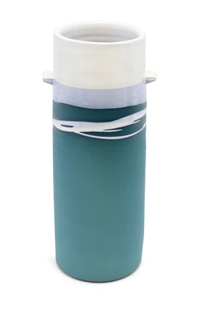 Paul Maloney Pottery Teal Large Cylinder Vase