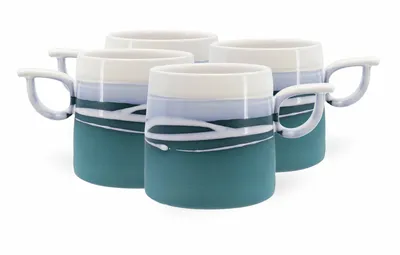 Paul Maloney Pottery Teal S/4 Mugs